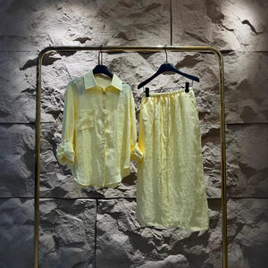 2025 nuova camicia <span class=keywords><strong>da</strong></span> donna in cotone di lino due pezzi a maniche lunghe abito elegante <span class=keywords><strong>da</strong></span> <span class=keywords><strong>ufficio</strong></span> Casual Boho Chic completo estivo - Product Image 5