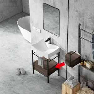 Nuevo diseño, lavabo de <span class=keywords><strong>baño</strong></span> rectangular, Base de consola, lavabo de cerámica y soporte de consola de <span class=keywords><strong>toallas</strong></span> - Product Image 4