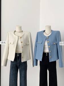 Cappotti Casual da <span class=keywords><strong>donna</strong></span> 2025 nuovo cappotto bianco alla moda da <span class=keywords><strong>donna</strong></span> ampio cappotto corto di <span class=keywords><strong>Tweed</strong></span> giacca da <span class=keywords><strong>donna</strong></span> - Product Image 5