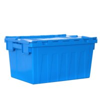 Bacs de rangement empilables en plastique robuste avec couvercle articulé pour déménagement, vente en gros