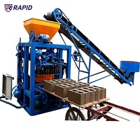 Machine à fabriquer des briques creuses emboîtables QT 4-24, machine semi-automatique à blocs de pavés en ciment