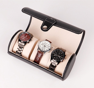 Hot bán độc đáo vòng Xách Tay Cá Nhân màu nâu đen màu PU da 3 khe cắm đồng hồ bao bì hộp - Product Image 5