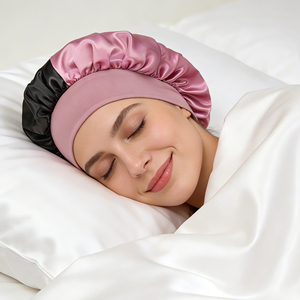 <span class=keywords><strong>Bonnet</strong></span> de nuit en satin bicolore ajustable pour femme <span class=keywords><strong>avec</strong></span> logo personnalisé, couvre-chef monocouche, <span class=keywords><strong>bonnet</strong></span> de douche, <span class=keywords><strong>bonnet</strong></span> de sommeil <span class=keywords><strong>avec</strong></span> large bande élastique - Product Image 3