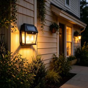 Lámpara Solar de Pared con Bombilla de Tungsteno Vintage, Lámpara LED de Pared con Sensor de Movimiento para Exteriores, Impermeable, Alimentada por Energía Solar para Porche, Patio, Jardín - Product Image 6