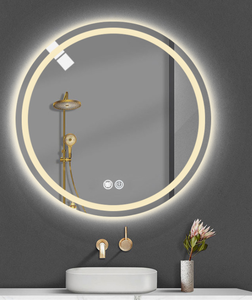 Nhà máy trực tiếp bán buôn khách sạn tùy chỉnh vòng tường đồng miễn phí Bạc phòng tắm Antifog Backlit phía trước thông minh LED gương - Product Image 3