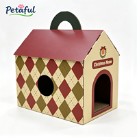 Petaful Maison et Griffoir pour Chat en Carton Ondulé Pliable, Écologique et Durable, Design Moderne et Luxueux, Spécial Fêtes de Noël