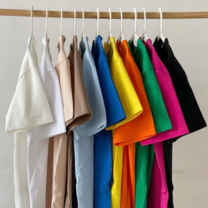 T-shirt à col rond pour hommes et femmes en pur coton couleur unie hauts d'été T-shirt de mode de rue en plein air - Product Image 2