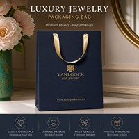 Sac cadeau de luxe personnalisé avec logo, sac en papier bleu marine avec poignée en ruban de satin, emballage haut de gamme pour la vente au détail de la marque
