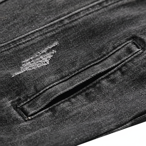 Veste en denim polyester/coton de couleur personnalisée, anti-rides, durable, élégante, anti-boulochage, respirante, séchage rapide, coupe-vent pour homme - Product Image 1