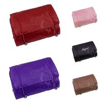 Sac de maquillage portable 4-en-1 en nylon avec fermeture éclair et compartiments de rangement pliables amovibles pour articles de toilette