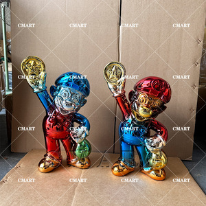 Modelo de <span class=keywords><strong>Mario</strong></span> <span class=keywords><strong>Bros</strong></span> Rojo de 40CM con Recubrimiento Cromado Brillante para Arte, Escultura de Resina/Fibra de Vidrio Pintada a Mano - Product Image 2