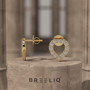 ต่างหูเพชรทรงหัวใจทองคำขาว 14K แบรนด์ BREELIQ หรูหรา ประดับเพชรทรงกลมแบบ Pave Set โรแมนติก - Product Image 2