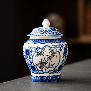 Pot en céramique rustique de style chinois avec impression, hermétique, pour le stockage du thé Pu'er, noir, vert, blanc, compatible lave-vaisselle, idéal pour les cadeaux - Product Image 3