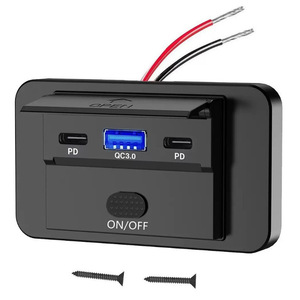 <b>Car</b> Fast <b>Charger</b> 3 Port PD QC3.0 <b>USB</b> Type <b>C</b> Dual <b>USB</b> Output 90W 12V Wired Charging - Product Image 1