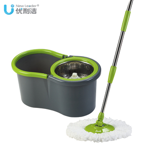 360 °   Serpillère rotative avec seau en acier inoxydable de 5,5 L, auto-essoreuse, avec tampons en microfibre pour le nettoyage des sols en bois dur et en carrelage - Product Image 1