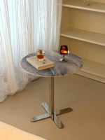 Table d'appoint mobile en acier inoxydable de style Bauhaus pour salon, canapé, balcon, thé ou chevet
