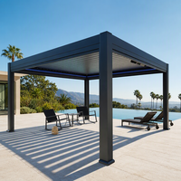 Pergola en alliage d'aluminium à auvent réglable, design élégant, télécommande, pour villa de luxe, balcon, terrasse, espace extérieur