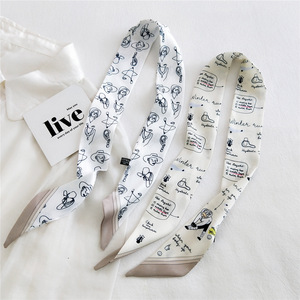 Piccola sciarpa <span class=keywords><strong>di</strong></span> raso <span class=keywords><strong>di</strong></span> seta per le donne nuova borsa con stampa <span class=keywords><strong>di</strong></span> frutta nastri <span class=keywords><strong>di</strong></span> <span class=keywords><strong>marca</strong></span> Fashion <span class=keywords><strong>foulard</strong></span> lunghi Skinny sciarpe - Product Image 4