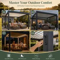 Pergola motorisée en aluminium thermolaqué écologique avec toit à lames orientables pour balcon - Gazebo électrique durable résistant à la neige