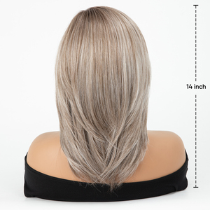 SARLA - Extensiones de <span class=keywords><strong>Cabello</strong></span> Sintético Corto Gris sin Pegamento, Fibra Futura Kanekalon, Pelucas de Encaje Mono, Peluca de Monofilamento para Mujer - Product Image 3