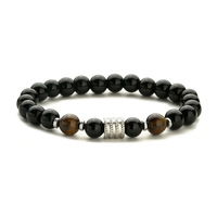 Bracelet élastique original en perles de cristal d'onyx noir simple, bracelet classique en pierre multicolore, bijoux à breloques pour la mode