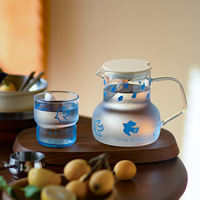 Carafe en verre avec couvercle de la série Bird, grande capacité, résistante à la chaleur, avec poignée et infuseur amovible pour thé et boissons froides