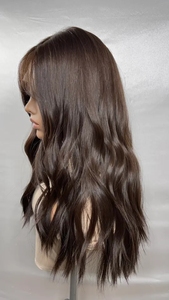 Pelucas Kosher de <span class=keywords><strong>Cabello</strong></span> Humano 100% Eslavo Sin Procesar, Color Balayage Marrón, Ondulado, <span class=keywords><strong>con</strong></span> Nudos Individuales y Parte Superior de Encaje HD para Judíos - Product Image 5