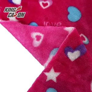 KINGCASON-tela de franela suave y cómoda para niños, tejido de poliéster con dos cepillos laterales, estampado de corazón personalizado, 100