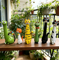 09 2026 Vas Resin Kucing Kartun Unik Lucu Kreatif Baru, Dekorasi Rumah Bentuk Hewan Imut untuk Rangkaian Bunga, Hiasan Meja