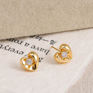 Pendientes de Zirconia en Forma de Corazón, Plata de Ley S925, Chapados en Oro, Hipoalergénicos, Minimalistas, Románticos, Joyería Fina <span class=keywords><strong>para</strong></span> Mujer, Uso Diario - Product Image 6