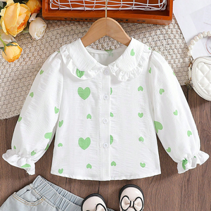 Baby-Mädchen Freizeitjacke mit Lotuskragen, Langarm-Cardigan aus 100% Polyester, Bedruckt für Frühling und Herbst - Product Image 1