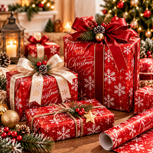 Factory Audits <b>Christmas</b> <b>Wrapping</b> <b>Paper</b> Set Of 3 Eco-friendly Art <b>Paper</b> Roll PDQ Display Box - Product Image 3