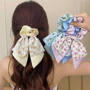 Coleteros de Cinta Floral de Alta Calidad para Mujer, Lazos de Pelo de Seda Satinada, Venta Caliente Transfronteriza, Accesorios para el Cabello con Lazo para Cola de Caballo - Product Image 4