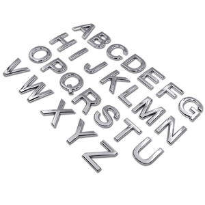 Chữ cái và số logo xe hơi mạ crôm 3D tùy chỉnh bằng nhựa ABS, tự dính, phù hiệu & nhãn dán xe hơi - Product Image 1