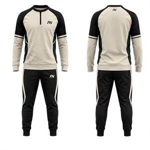 Ensemble de survêtement unisexe FN à manches courtes, demi-zip, respirant, anti-humidité, en polyester, pour l'entraînement, toutes saisons, coupe classique - Product Image 1
