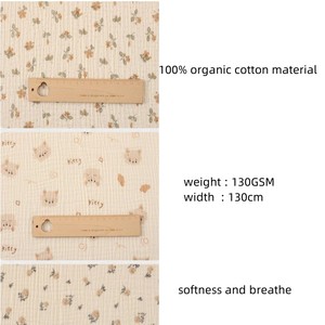 Tela de Muselina de Algodón 100% Orgánico, <span class=keywords><strong>Doble</strong></span> Capa, Estampado Personalizado, para Coser, Envoltura para Bebé, Venta al por Mayor, Barata, 2024 - Product Image 3