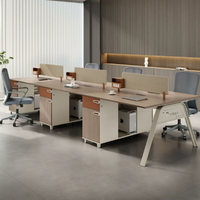 Nouveau bureau de travail moderne et simple pour personnel, avec gestion des câbles intégrée, ensemble de mobilier de bureau ouvert