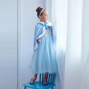 Robes longues à capuche en velours bleu pour filles, costume de princesse Elsa pour Halloween, Noël, films télévisés, jeux de rôle pour enfants - Product Image 1