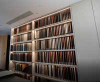 Bibliothèque Modulaire en Bois Gris Victorien Écologique avec Éclairage LED pour Exposition, Présentoir pour Maison et Bureau, OEM