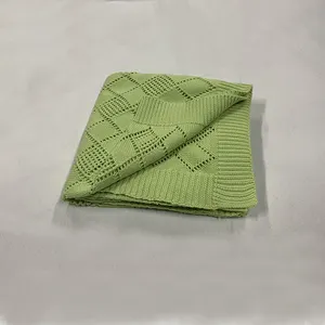 Usine en gros Super doux luxe personnalisé nouveau-né sécurité bébé Wrap 100% coton biologique tricoté bébé couverture pour les nouveau-nés