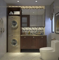 Meuble d'angle moderne étanche pour lave-linge avec portes en bois massif, garantie 1 an
