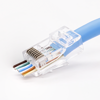 Conector RJ45 Pasante para Cable Ethernet Cat5e/Cat6, Enchufe Modular con Carcasa Transparente y Contactos de Cobre