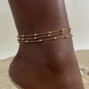 Sparrow Bracelet <span class=keywords><strong>de</strong></span> cheville pour femme, style européen et américain, en acier inoxydable double, plaqué or, au design tendance et original, accessoires pour les pieds - Product Image 1