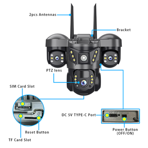 Cámara Solar 4G PTZ para Exteriores <span class=keywords><strong>V380</strong></span> <span class=keywords><strong>Pro</strong></span> de 6MP, Cámara IP de Seguridad con Tres Lentes - Product Image 2