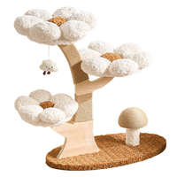 Grand arbre à chat classique moderne en bois, design luxueux et confortable avec motif floral, résistant aux griffures, pour usage intérieur, thème Halloween
