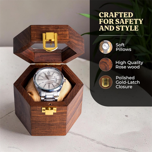 Estuche y Caja de Madera Rectangular Moderna para Relojes a Precio Económico con Tapa de Vidrio, Organizador de Almacenamiento Multifuncional - Product Image 3
