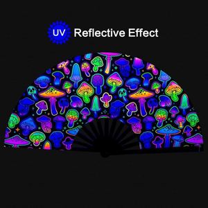 Éventails pliants personnalisés pour festivals, réactifs aux UV, en bambou, pour soirées, avec impression néon - Product Image 4