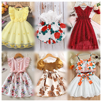 Vêtements d'Été Nouveau Style pour Enfants, Robes de Filles Col en Dentelle Manches Volantes Robe de Princesse Florale Assortiment Aléatoire