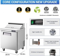Comptoir de préparation réfrigéré pour cuisine de restaurant commercial avec contrôle numérique de la température et design compact