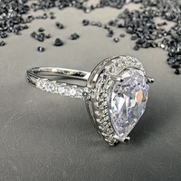 Bague de fiançailles romantique en moissanite en forme de larme, véritable argent sterling 925 avec placage rhodium, cadeau d'anniversaire pour femme